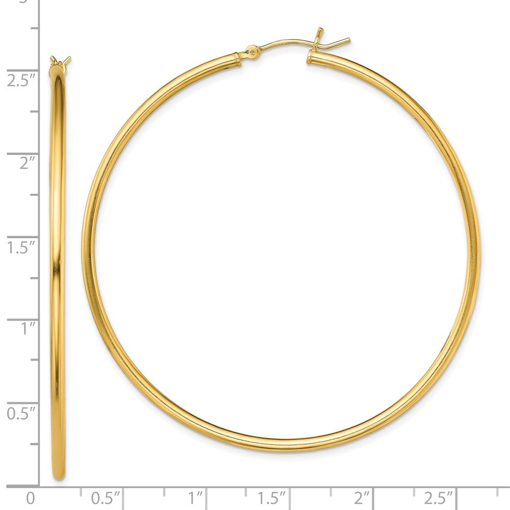 Sterling Silver Gold-Tone Polished 2X60mm Hoop Earrings