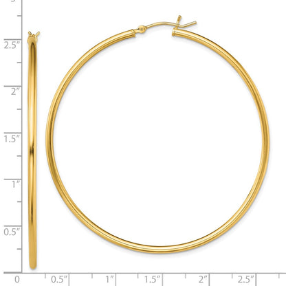 Sterling Silver Gold-Tone Polished 2X60mm Hoop Earrings