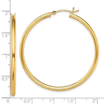 Sterling Silver Gold-Tone Polished 2X45mm Hoop Earrings