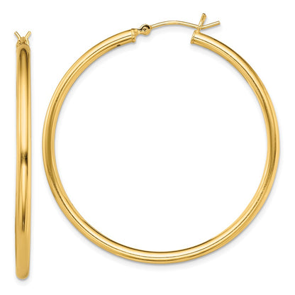 Sterling Silver Gold-Tone Polished 2X45mm Hoop Earrings