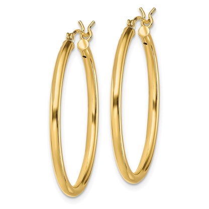 Sterling Silver Gold-Tone Polished 2X30mm Hoop Earrings