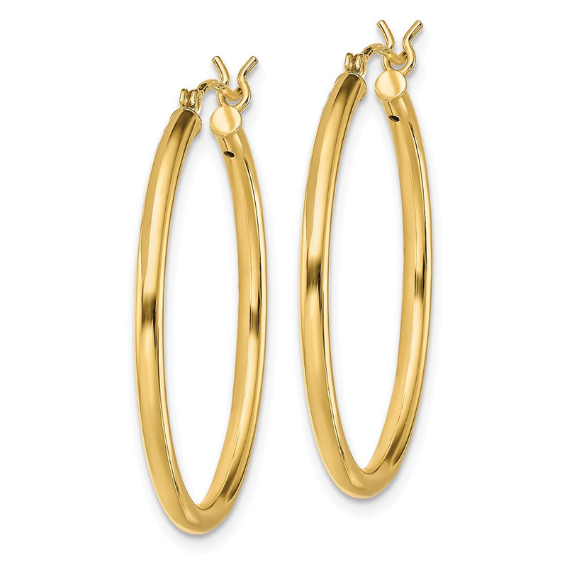Sterling Silver Gold-Tone Polished 2X30mm Hoop Earrings