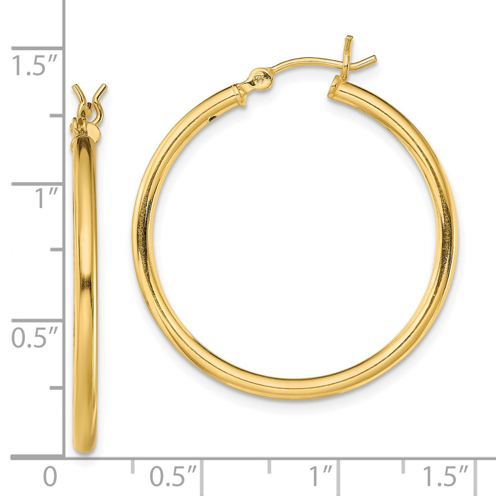 Sterling Silver Gold-Tone Polished 2X30mm Hoop Earrings
