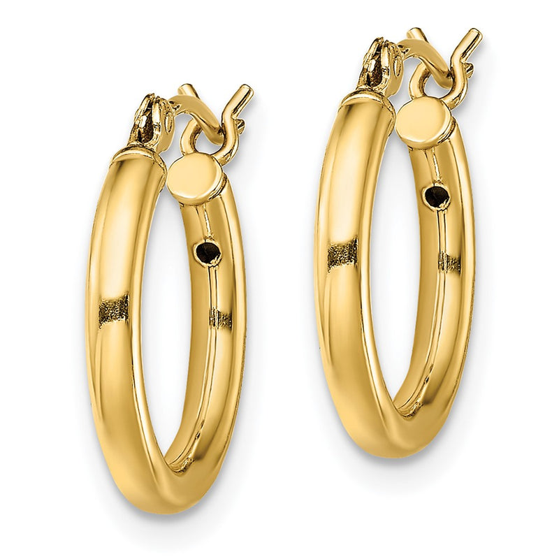 Sterling Silver Gold-Tone Polished 2X15mm Hoop Earrings