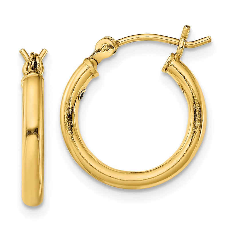 Sterling Silver Gold-Tone Polished 2X15mm Hoop Earrings
