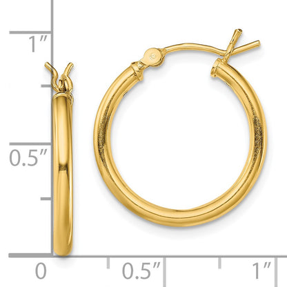 Sterling Silver Gold-Tone Polished 2X20mm Hoop Earrings