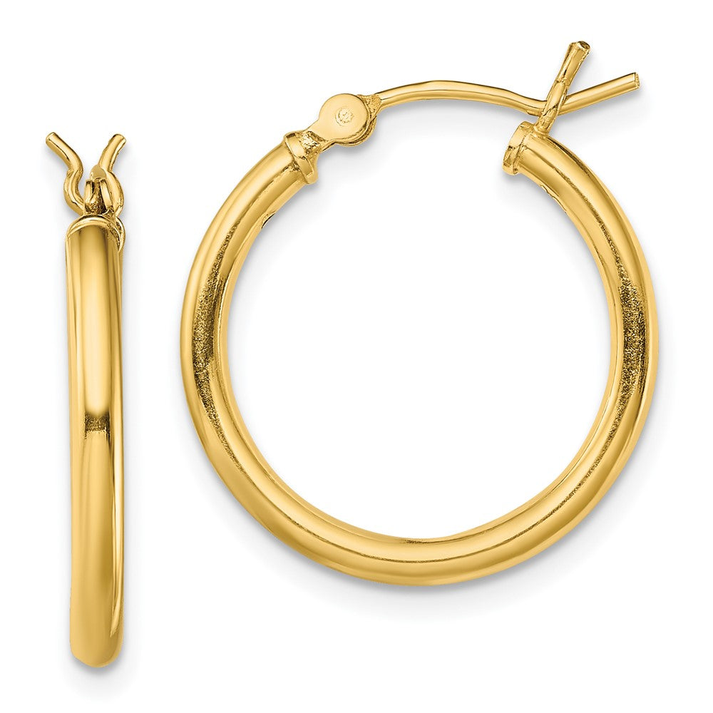 Sterling Silver Gold-Tone Polished 2X20mm Hoop Earrings