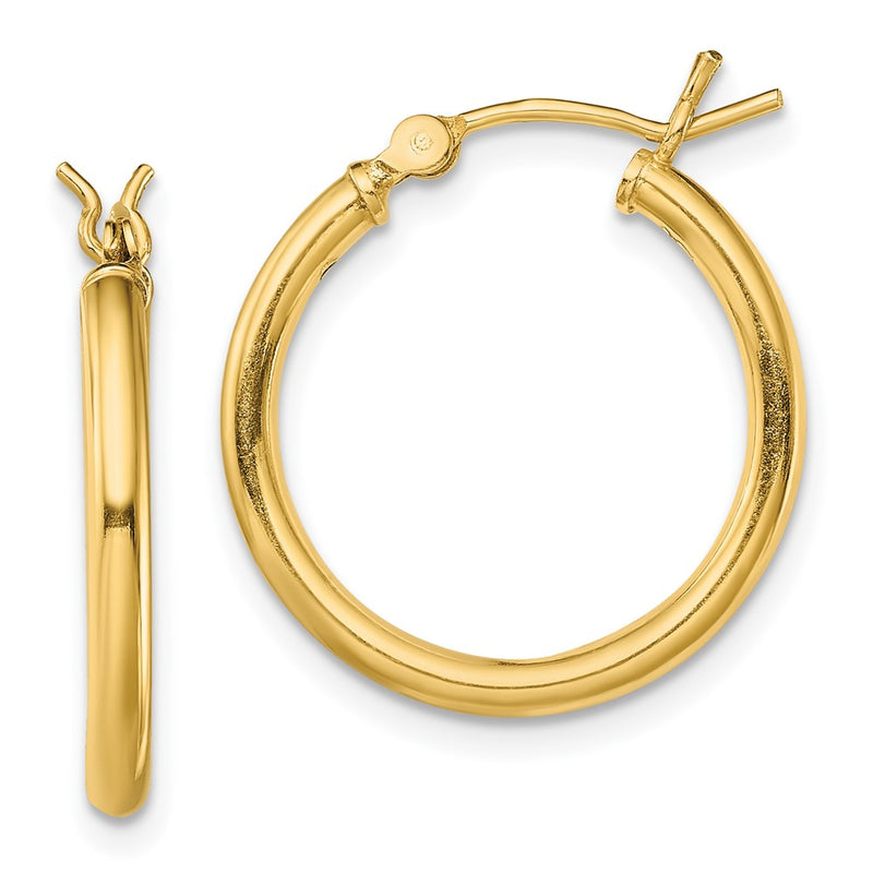 Sterling Silver Gold-Tone Polished 2X20mm Hoop Earrings