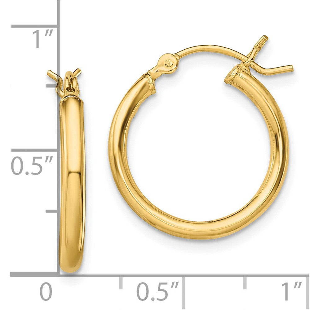 Sterling Silver Gold-Tone Polished 2X18mm Hoop Earrings