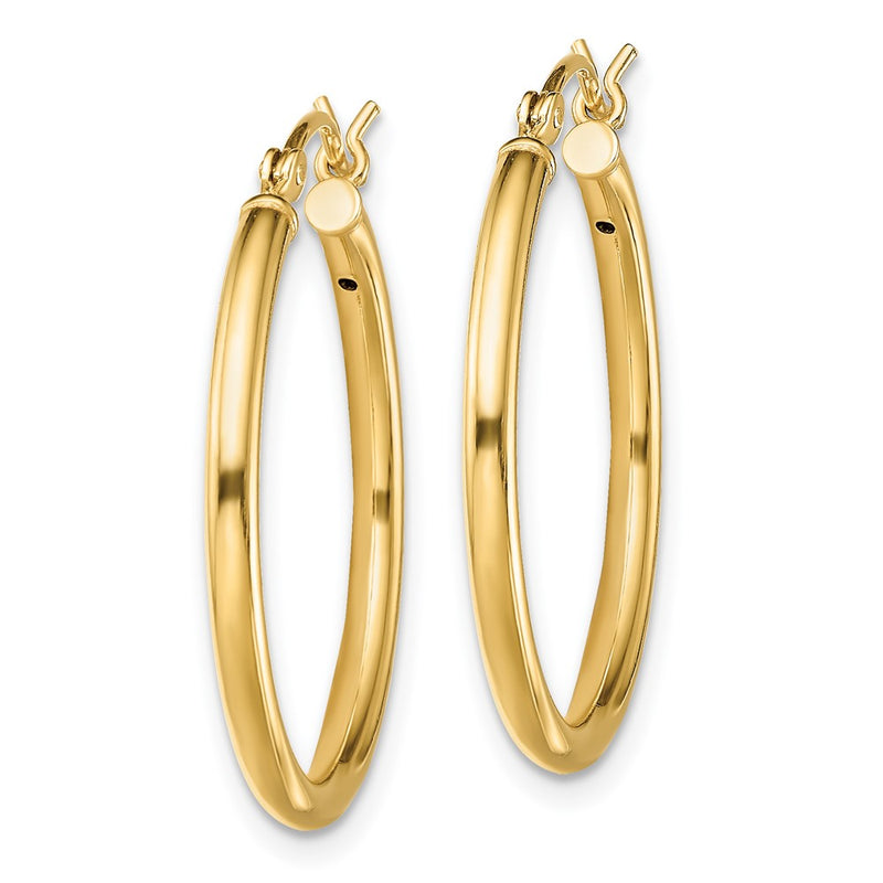 Sterling Silver Gold-Tone Polished 2X25mm Hoop Earrings