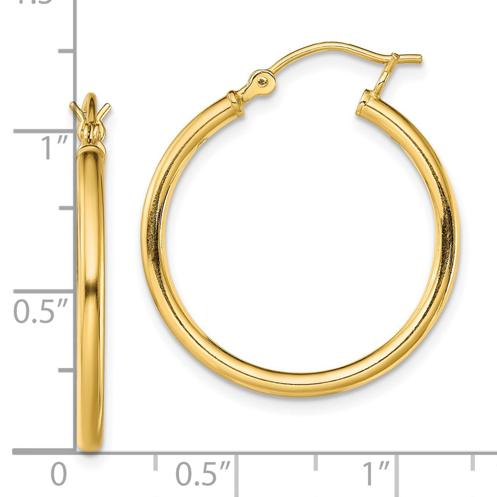 Sterling Silver Gold-Tone Polished 2X25mm Hoop Earrings