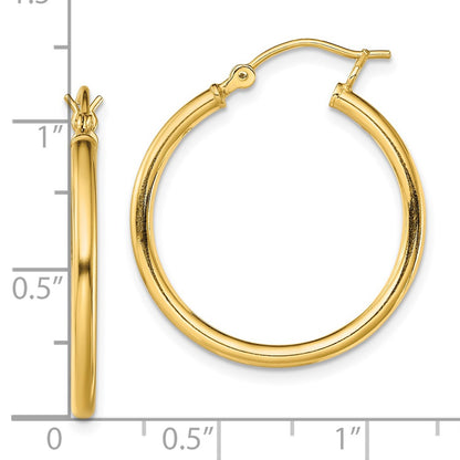 Sterling Silver Gold-Tone Polished 2X25mm Hoop Earrings