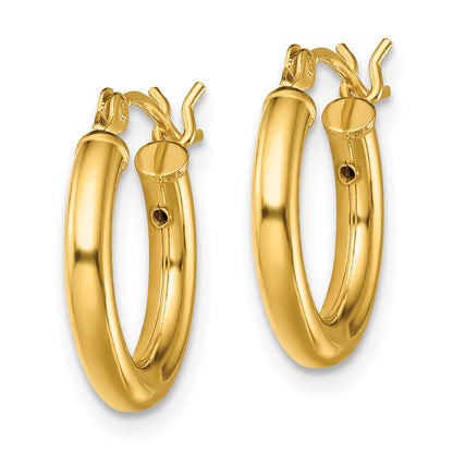 Sterling Silver Gold-Tone Polished 2.5X15mm Hoop Earrings