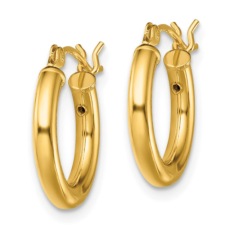 Sterling Silver Gold-Tone Polished 2.5X15mm Hoop Earrings