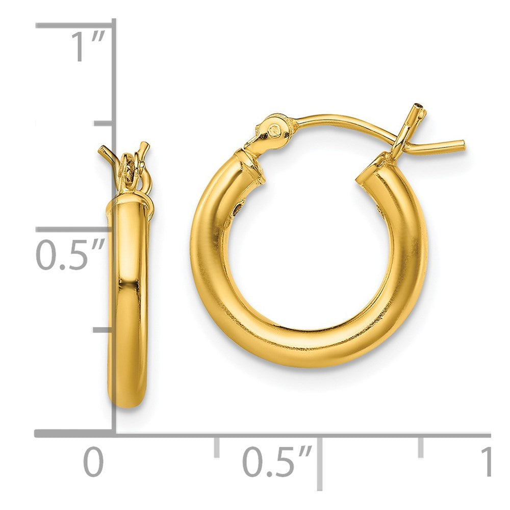 Sterling Silver Gold-Tone Polished 2.5X15mm Hoop Earrings