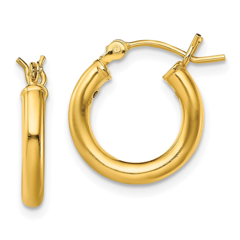Sterling Silver Gold-Tone Polished 2.5X15mm Hoop Earrings