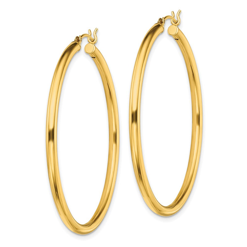 Sterling Silver Gold-Tone Polished 2.5X45mm Hoop Earrings