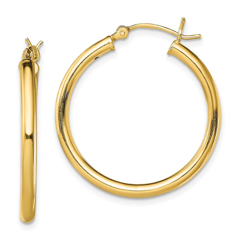 Sterling Silver Gold-Tone Polished 2.5X28mm Hoop Earrings