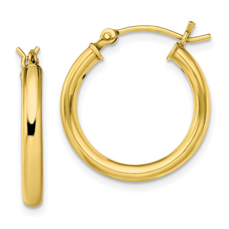 Sterling Silver Gold-Tone Polished 2.5X20mm Hoop Earrings