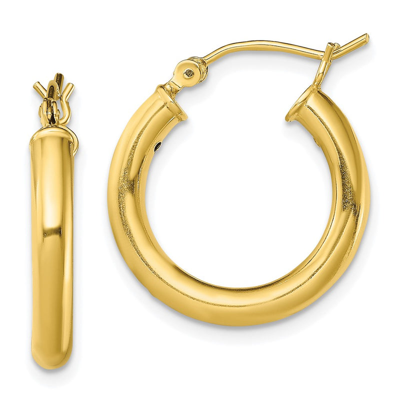 Sterling Silver Gold-Tone Polished 3X20mm Hoop Earrings