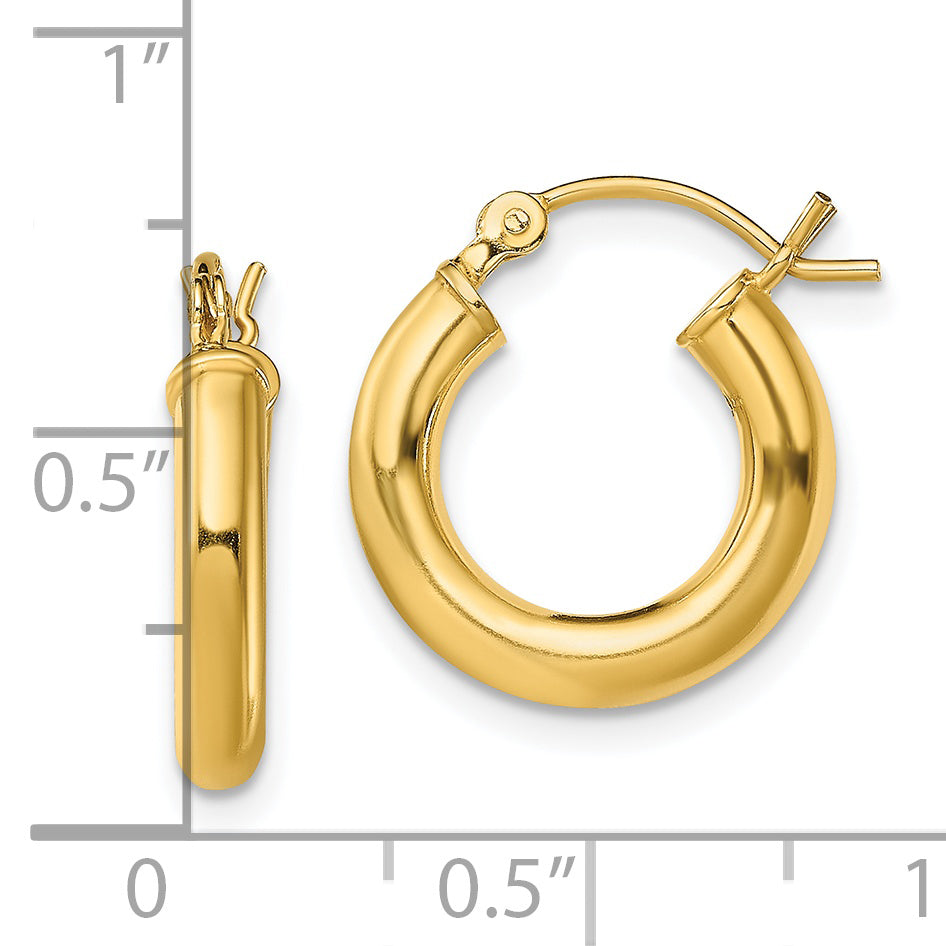 Sterling Silver Gold-Tone Polished 3X15mm Hoop Earrings