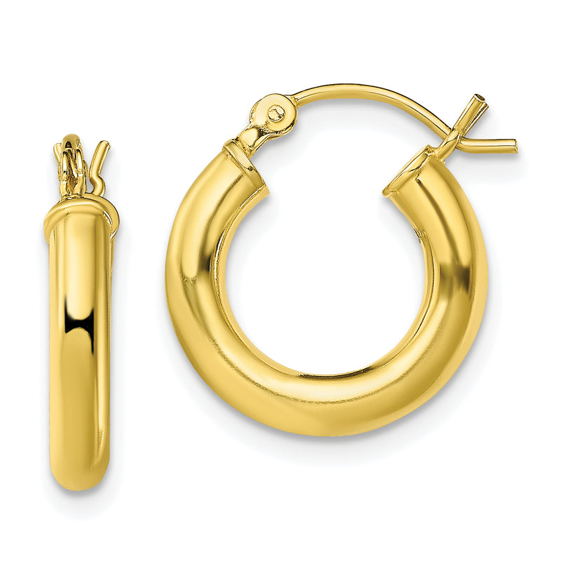 Sterling Silver Gold-Tone Polished 3X15mm Hoop Earrings