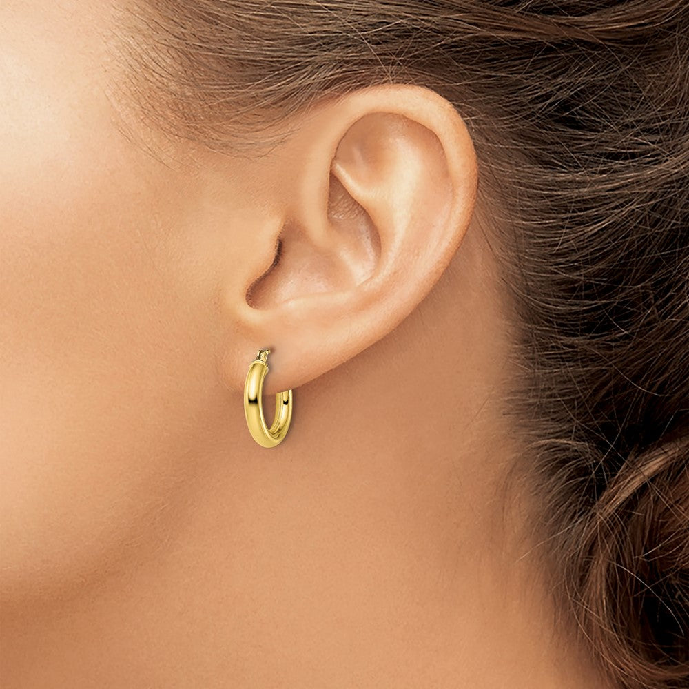 Sterling Silver Gold-Tone Polished 3X16mm Hoop Earrings