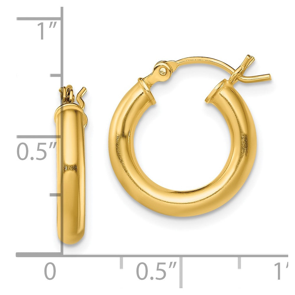 Sterling Silver Gold-Tone Polished 3X16mm Hoop Earrings
