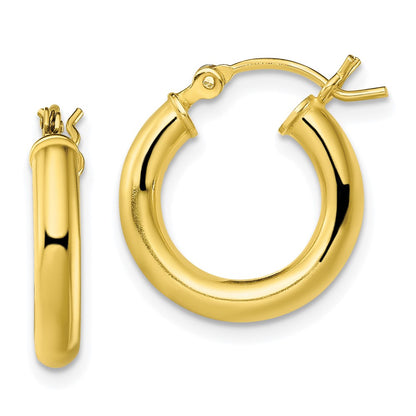 Sterling Silver Gold-Tone Polished 3X16mm Hoop Earrings