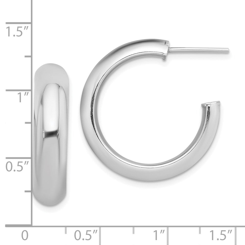 Sterling Silver Rhodium-Plated Polished 6mm Post Hoops