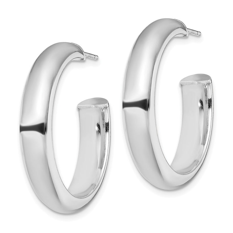 Sterling Silver Rhodium-Plated Polished 6mm Post Hoops