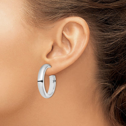 Sterling Silver Rhodium-Plated Polished 6mm Post Hoops