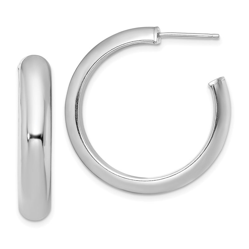 Sterling Silver Rhodium-Plated Polished 6mm Post Hoops