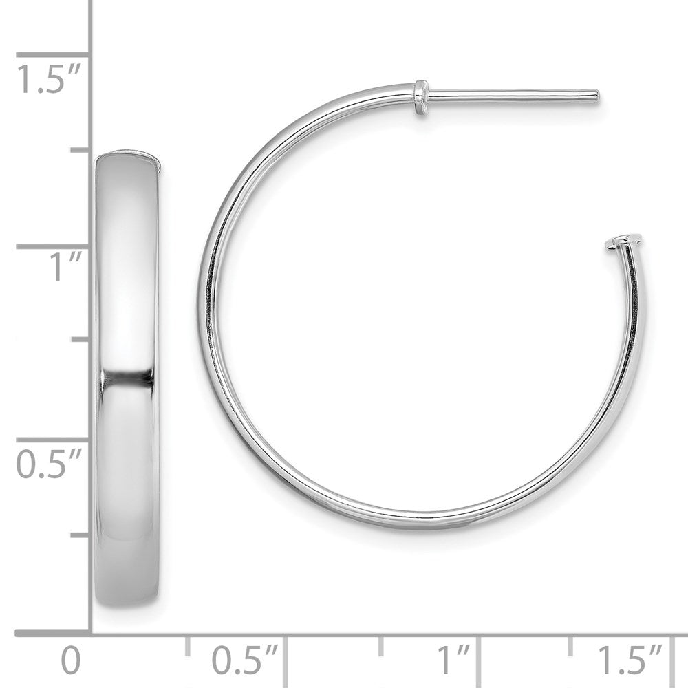 Sterling Silver Rhodium-Plated Polished 3.8mm Post Hoops
