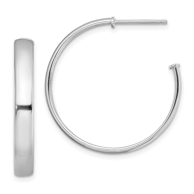 Sterling Silver Rhodium-Plated Polished 3.8mm Post Hoops