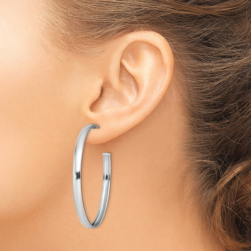 Sterling Silver Rhodium-Plated Polished 3.8mm Post Hoops