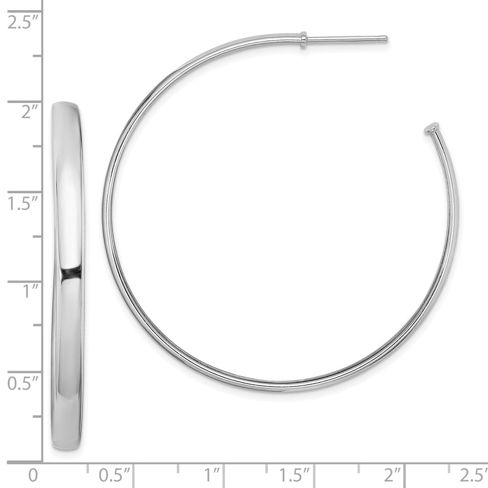 Sterling Silver Rhodium-Plated Polished 3.8mm Post Hoops