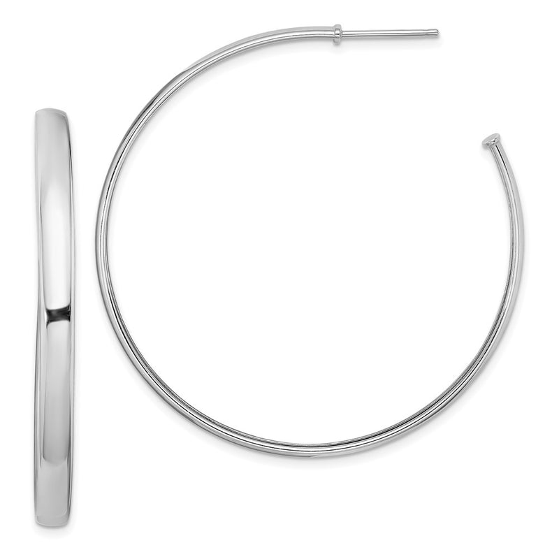 Sterling Silver Rhodium-Plated Polished 3.8mm Post Hoops