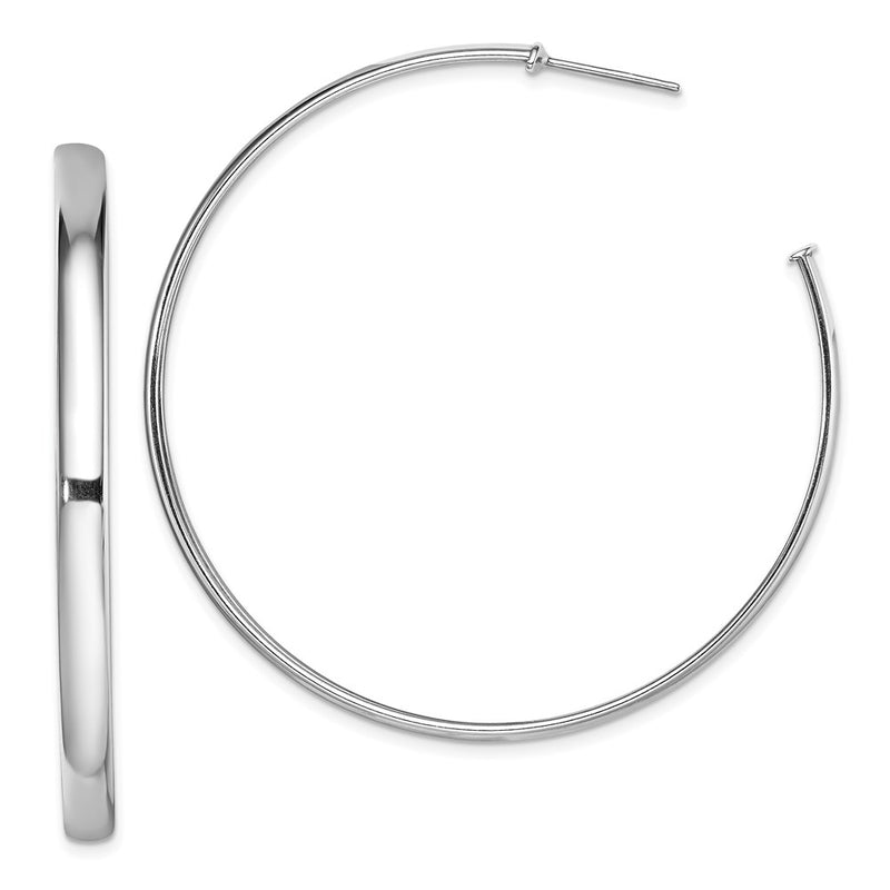 Sterling Silver Rhodium-Plated Polished 3.8mm Post Hoops