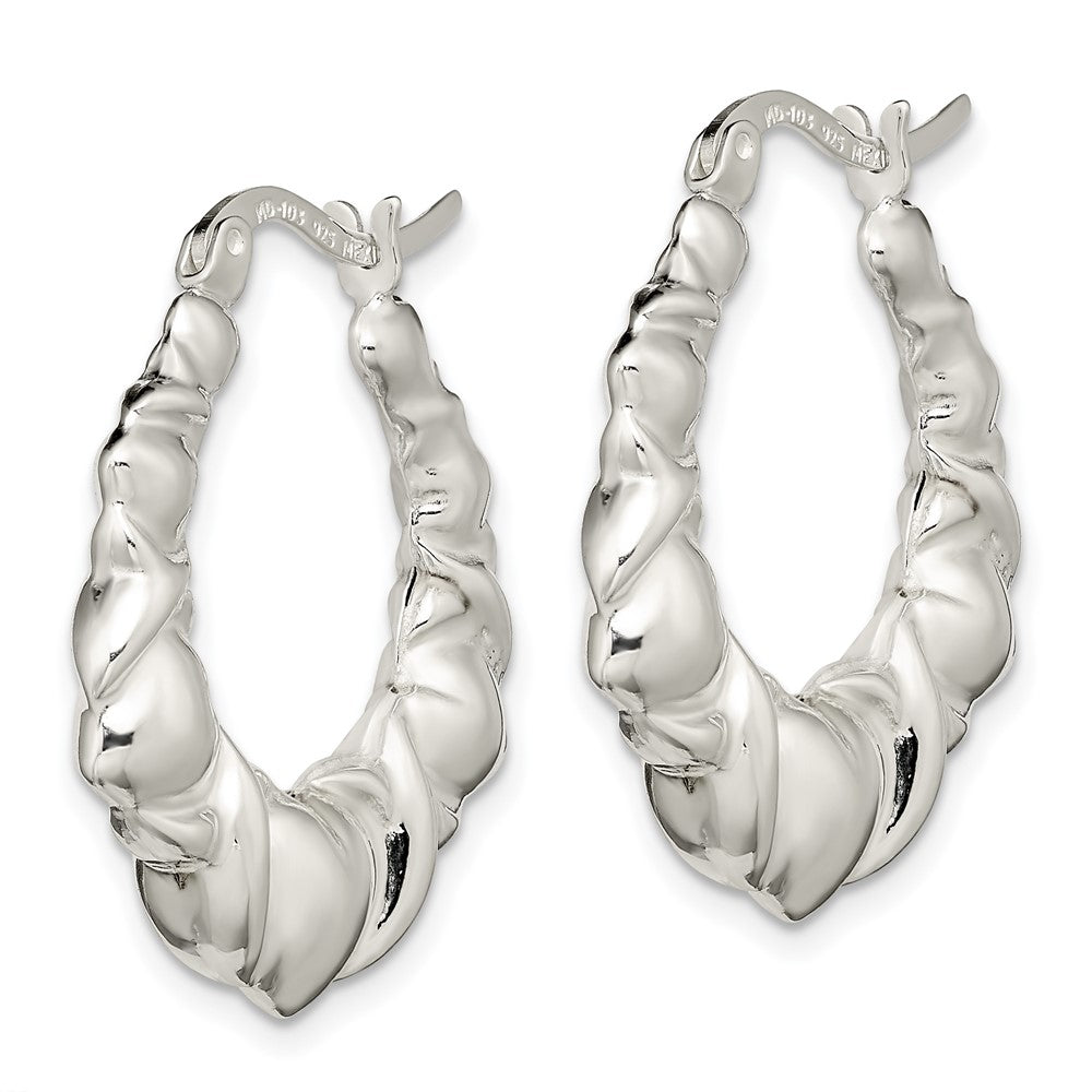 Sterling Silver Heart Scalloped Hoop Earrings