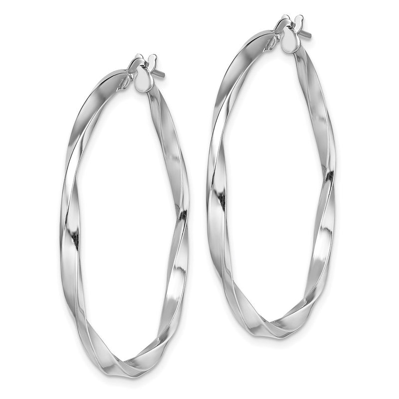 Sterling Silver Rhodium-Plated Polished Twisted 2.5X35mm Hoop Earrings