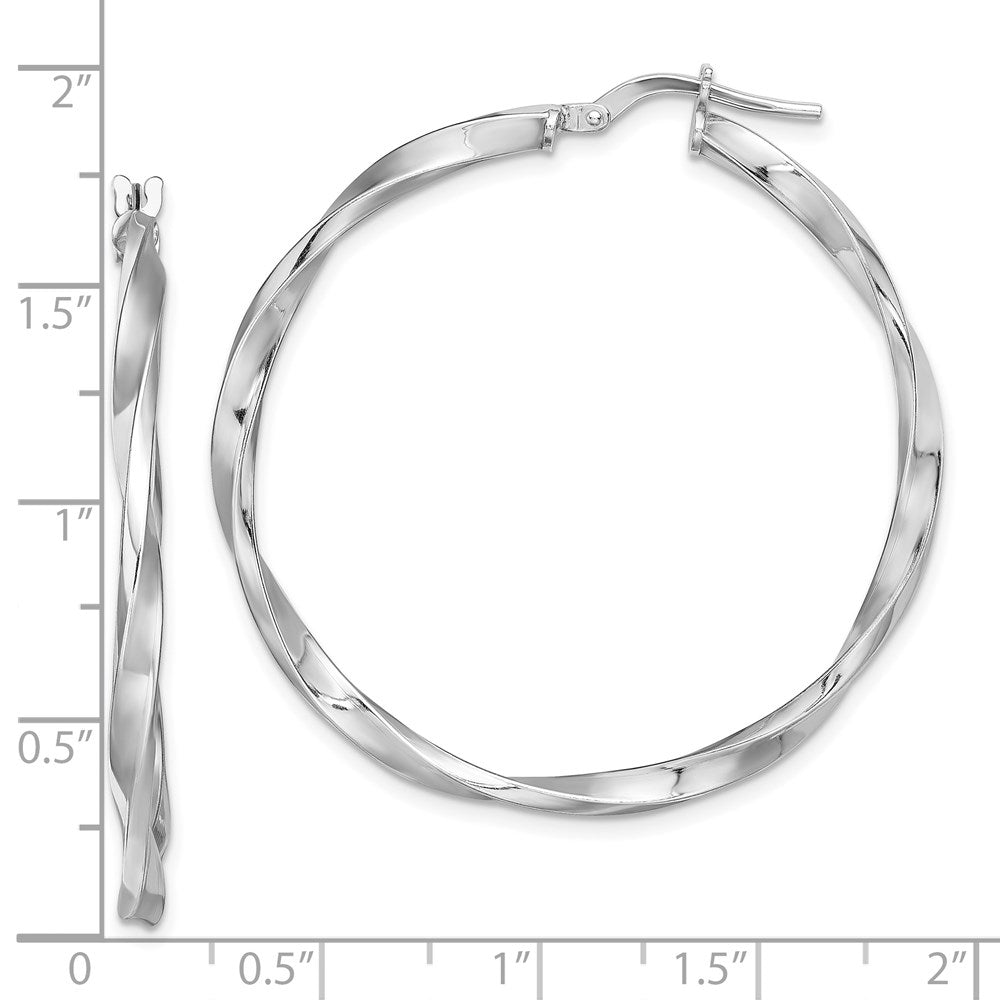 Sterling Silver Rhodium-Plated Polished Twisted 2.5X35mm Hoop Earrings