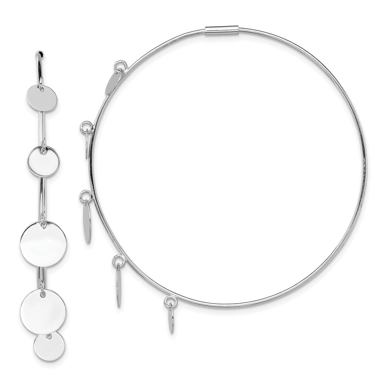 Sterling Silver Rhodium-Plated Polished & Discs Round Hoop Earrings