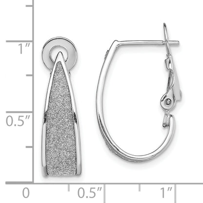 Sterling Silver Rh-Pltd Enamel Glitter Fabric Omega Back J-Hoop Earrings