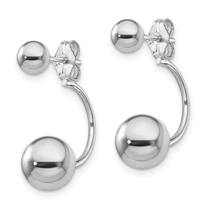 Sterling Silver Rhodium-Plated Front And Back Ball Post Earrings