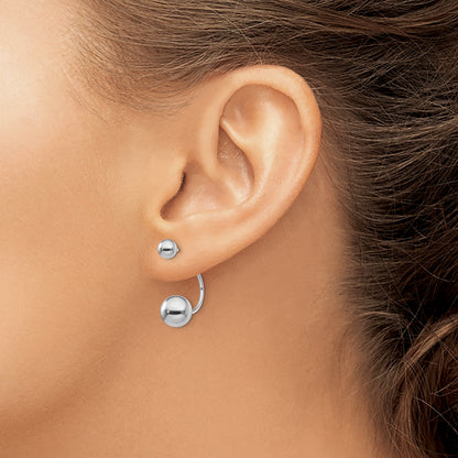 Sterling Silver Rhodium-Plated Front And Back Ball Post Earrings