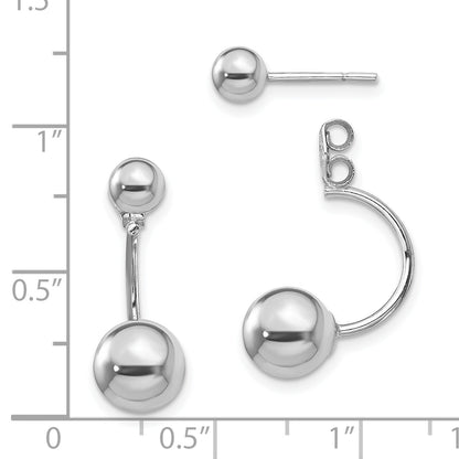 Sterling Silver Rhodium-Plated Front And Back Ball Post Earrings