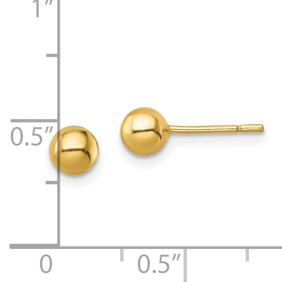 Sterling Silver Gold-Tone Polished 5mm Ball Post Earrings