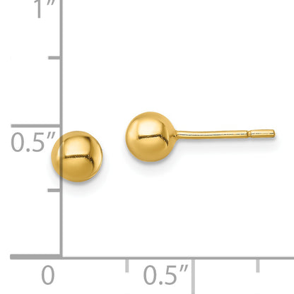 Sterling Silver Gold-Tone Polished 5mm Ball Post Earrings