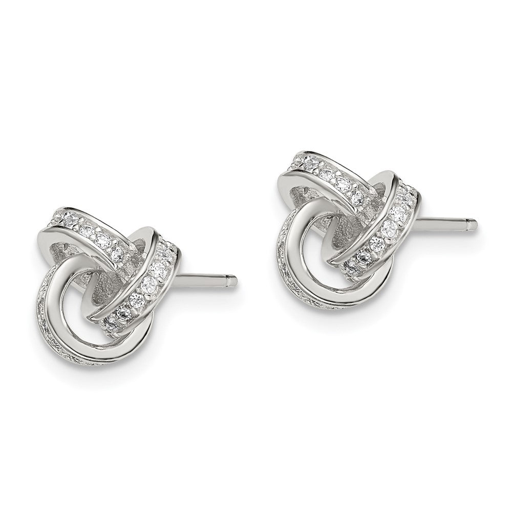 Sterling Silver Cz Love Knot Post Earrings